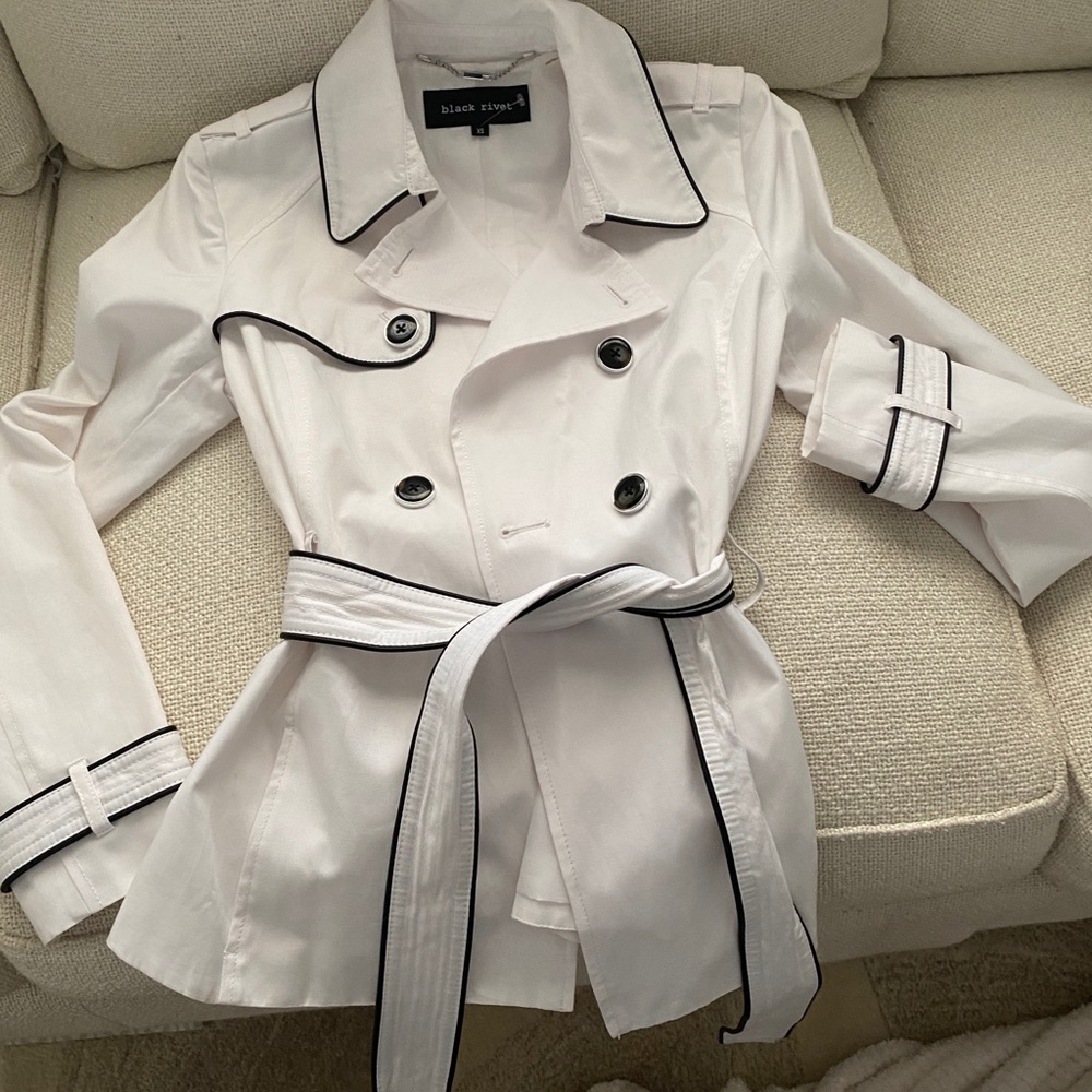 White & blk trim jacket